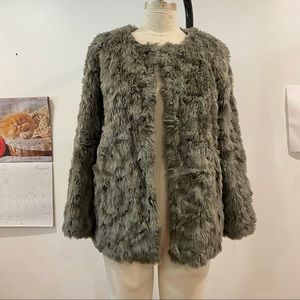 Light/medium grey faux fur jacket / coat